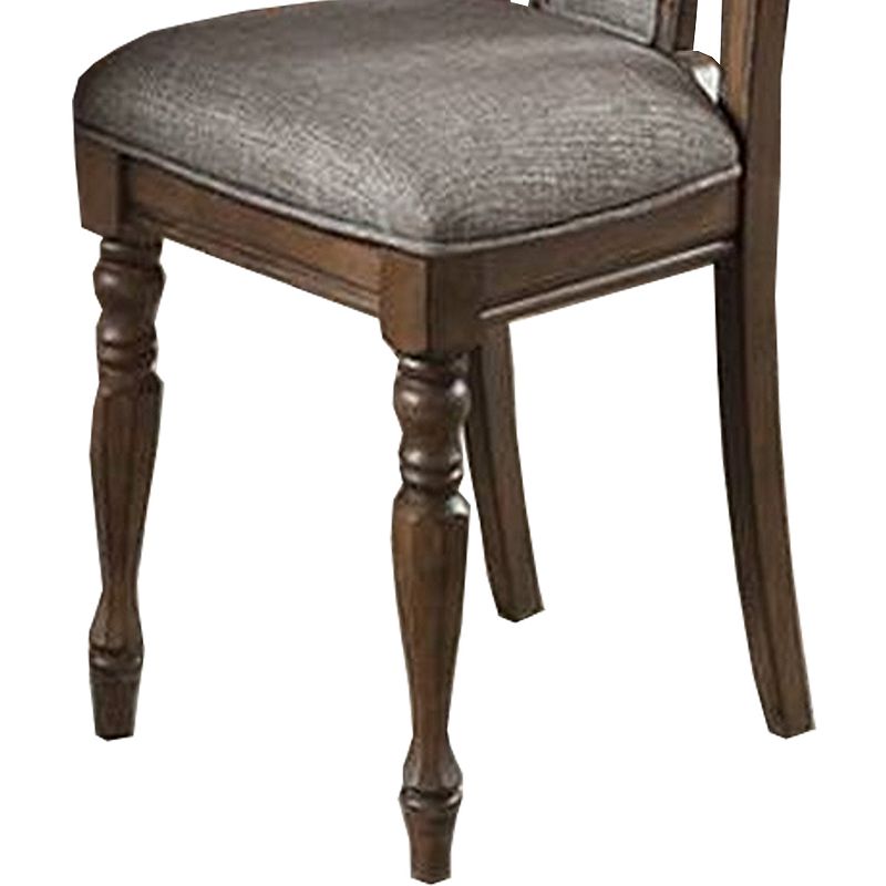 Wooden Dining Chair with Button Tufted Back， Set of 2， Brown and Gray