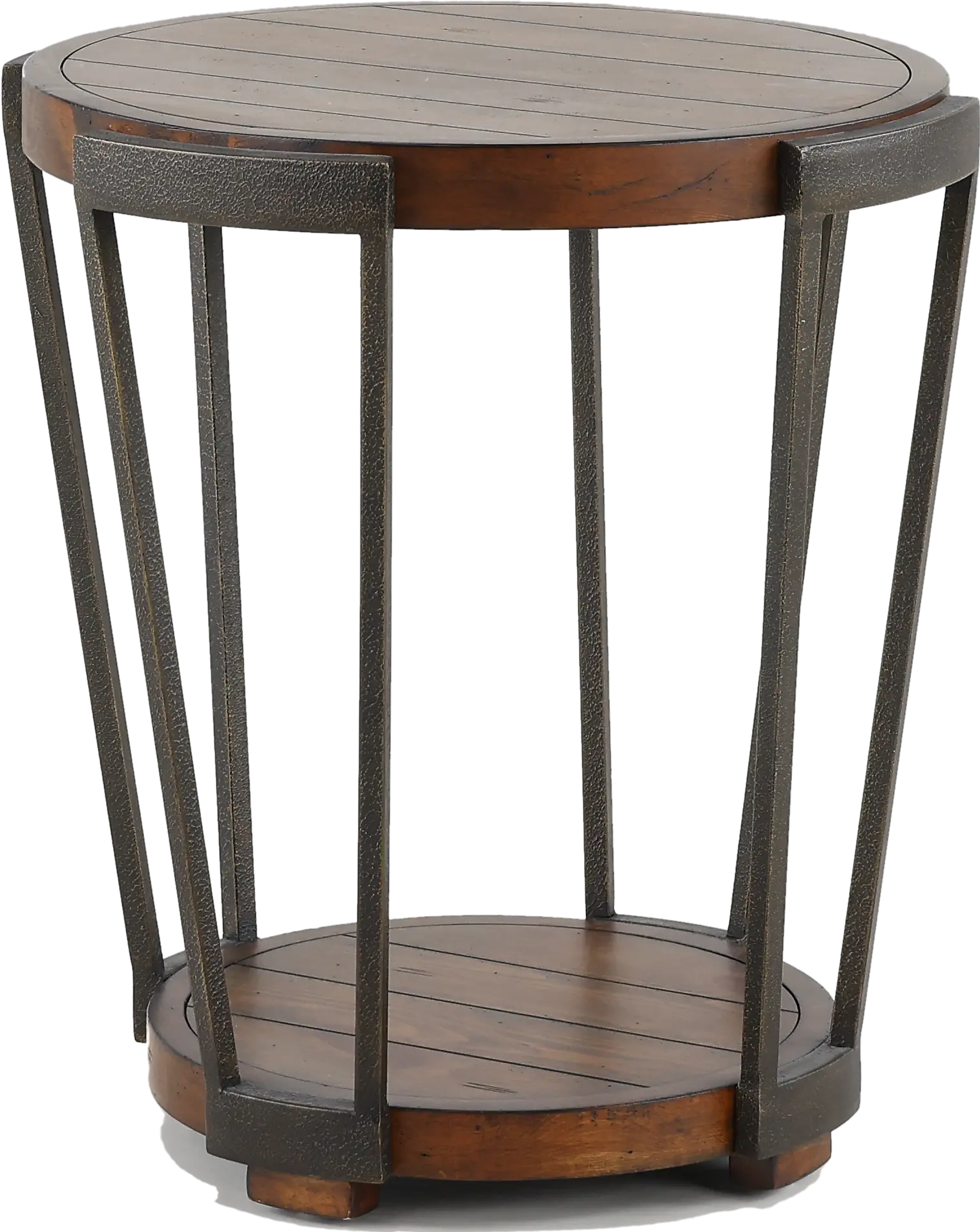 Yukon Antique Rustic Brown Round End Table