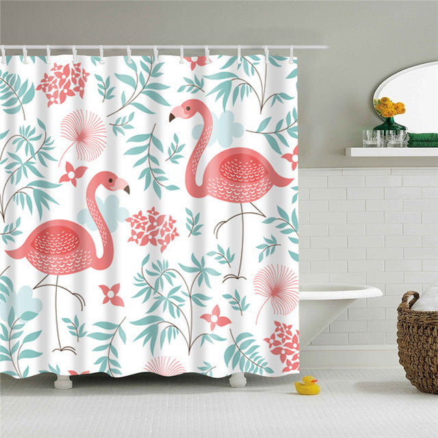 Nordic Pictures Polyester Waterproof Shower Curtains High Quality Animals Flamingo Shower Curtain In The Bathroom