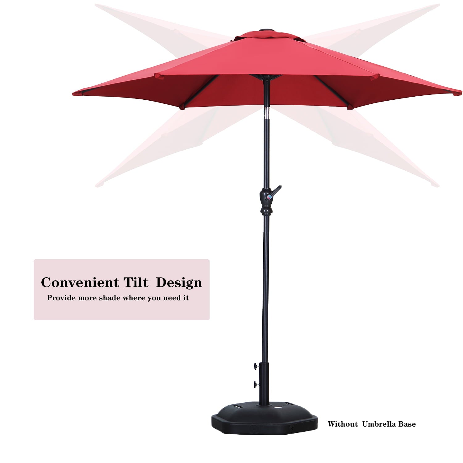 Ainfox 7.5ft Patio Umbrella Outdoor Portable Table Market Umbrella with Push Button Tilt/Crank Waterproof UV-proof, Wine Red