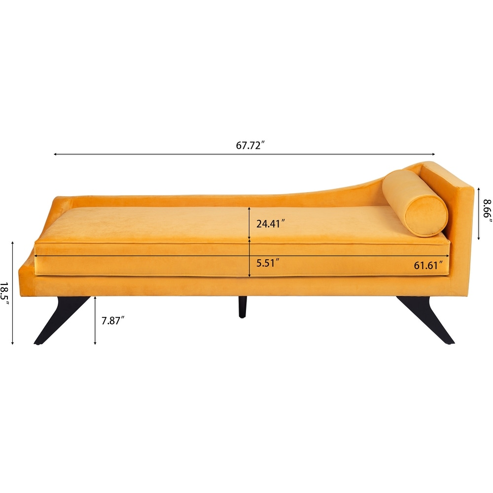 Right Square Arm Reclining Chaise Lounges with Rolled Accent Pillow