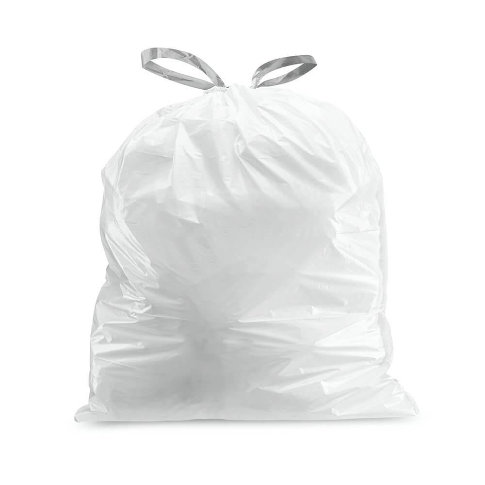 Plasticplace 2.6-3.2 Gallon  10-12 Liter White Drawstring Garbage Liners Simplehuman* Code C Compatible 14.75