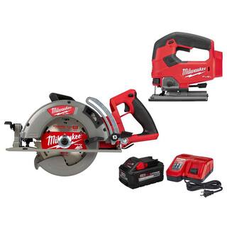 MW M18 FUEL 18V Lithium-Ion Cordless 7-14 in. Rear Handle Circular Saw wJig Saw  8.0ah Starter Kit 2830-20-2737-20-48-59-1880