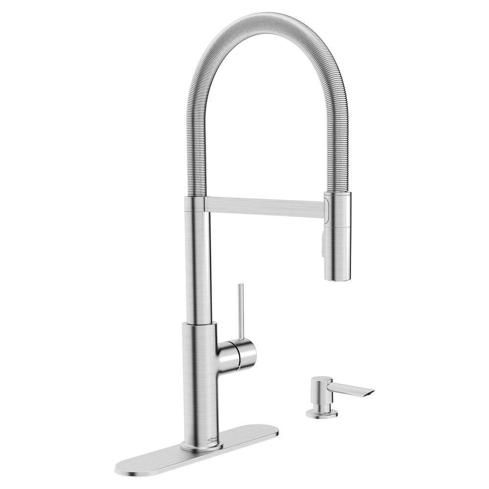 American Standard Tamarind Semi-Pro 1-Handle Pull Down Sprayer Kitchen Faucet with Deckplate and Soap Dispenser in Stainless Steel 7425351.075