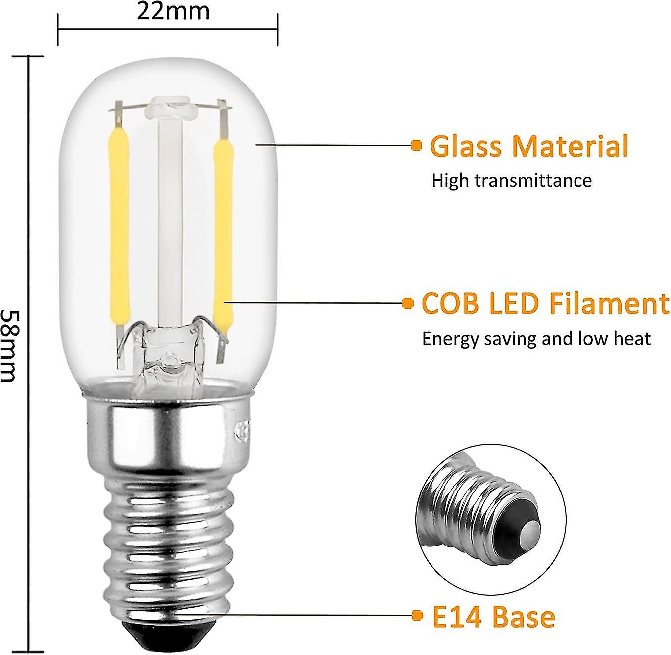 1w E14 Led Bulb For Frid， T22， Equivalent To 15w E14 Ndescent， Warm 2700k， 230v， S E14 Led For Frid/salt Lamp/kids ， Pack