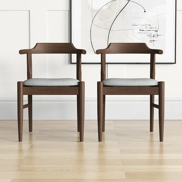 Zidane Grey Fabric and Medium Brown Wood Dining Chairs (Set of 2) - 0