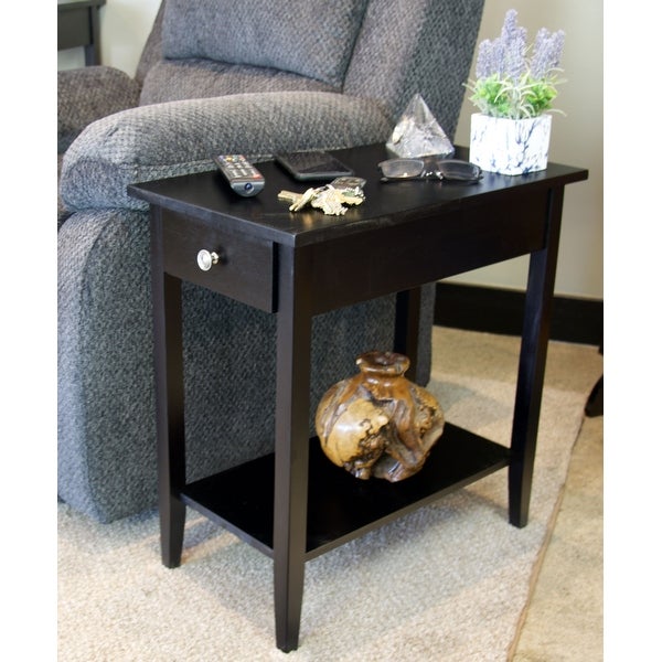 Porch and Den Holly Hill Solid Acacia Recliner End Table