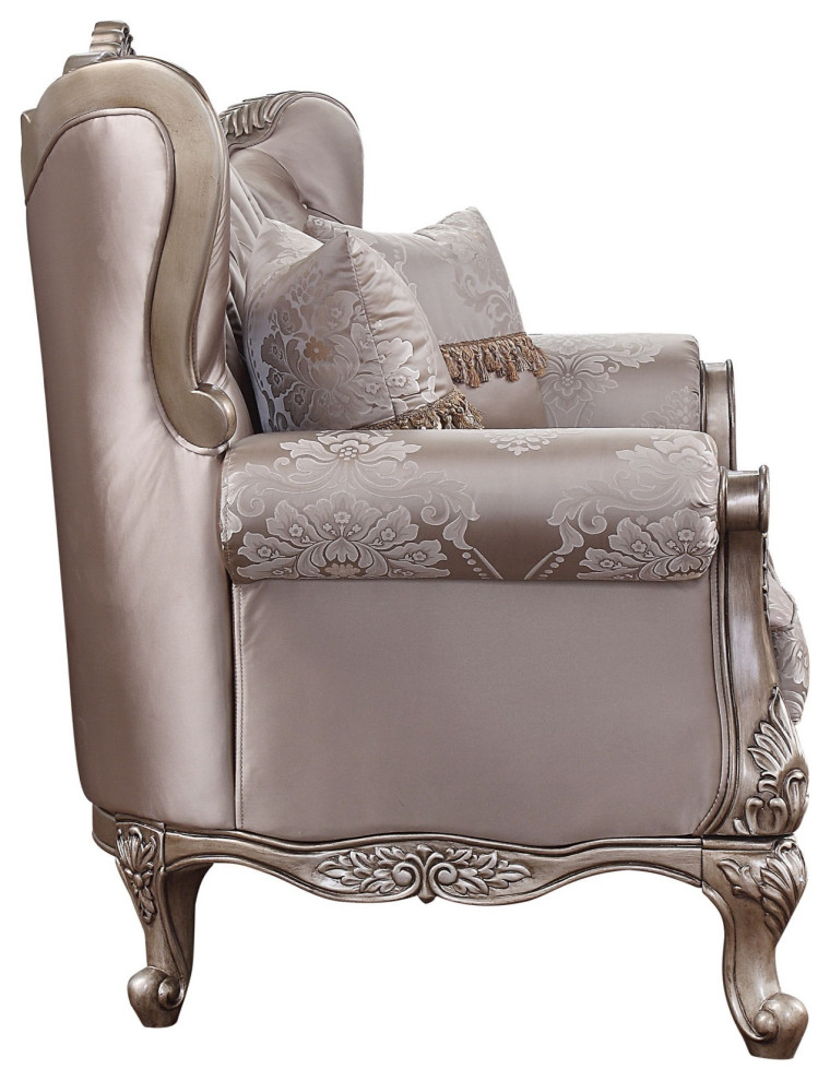 Ergode Loveseat With 2 Pillows Fabric and Champagne   Victorian   Loveseats   by VirVentures  Houzz