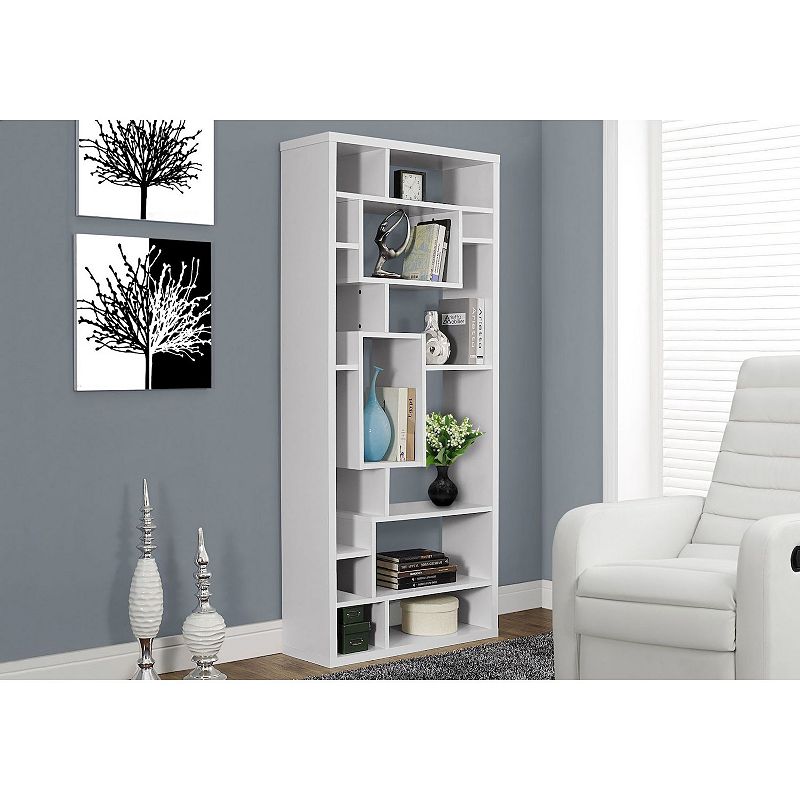 72 White Contemporary Rectangular with 14 Shelves Bookcase