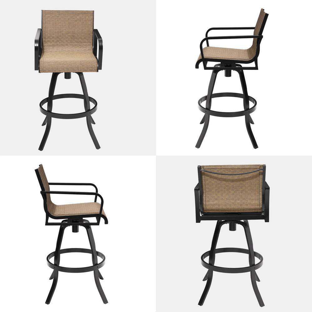 Pellebant Swivel Aluminum Outdoor Bar Stool in Brown (2-Pack) PB-ST008BRN-2