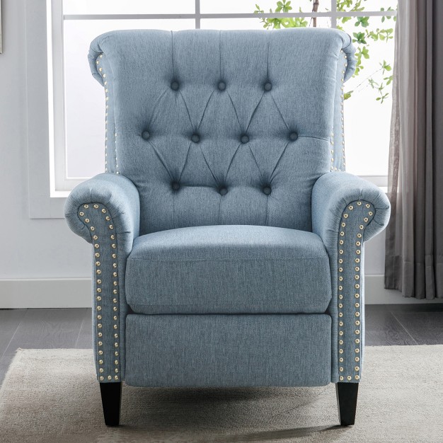 Push Back Linen Tufted Recliner Armchair Modernluxe