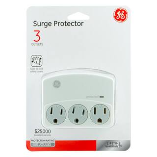 GE 3-Outlet Surge Protector Wall Tap White 35122