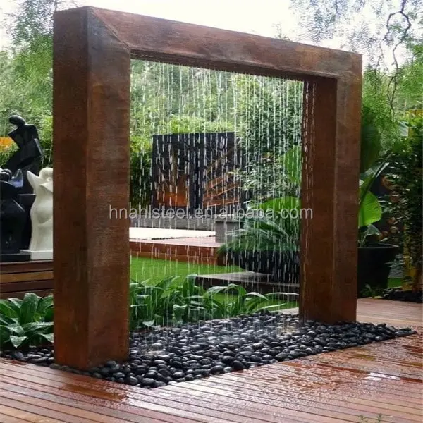 Retro rust style weathering steel waterfall water curtain