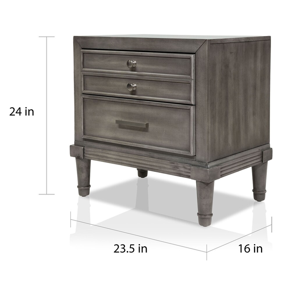 Hax Transitional Grey 2 Drawer Solid Wood Nightstand by Furniture of America