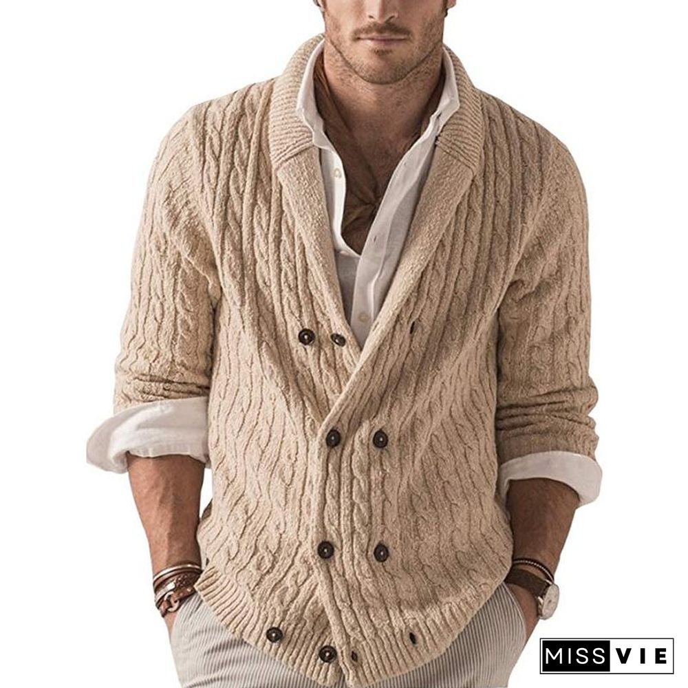 Cardigan Men's Sweater New Solid Color Knitted Coat