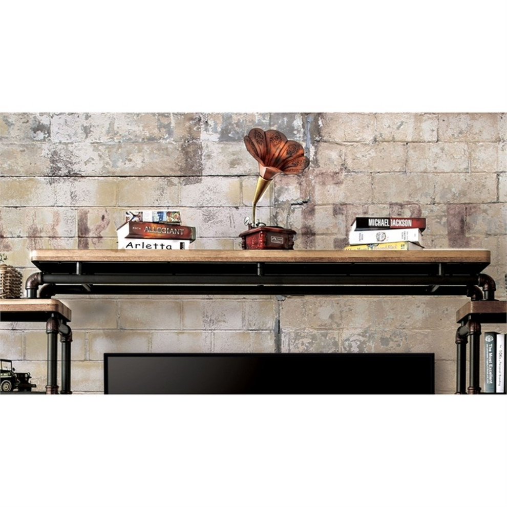 Bowery Hill Metal 4 Piece Entertainment Center in Black Finish   Industrial   Entertainment Centers And Tv Stands   by Homesquare  Houzz