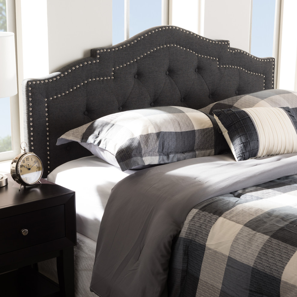 Baxton Studio Edith Modern and Contemporary Dark Gray Fabric Full Headboard   Transitional   Headboards   by Baxton Studio  Houzz