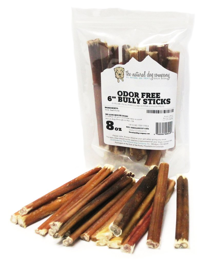 Tuesdays Natural Dog Company Odor Free Bully Sticks- 6 inch