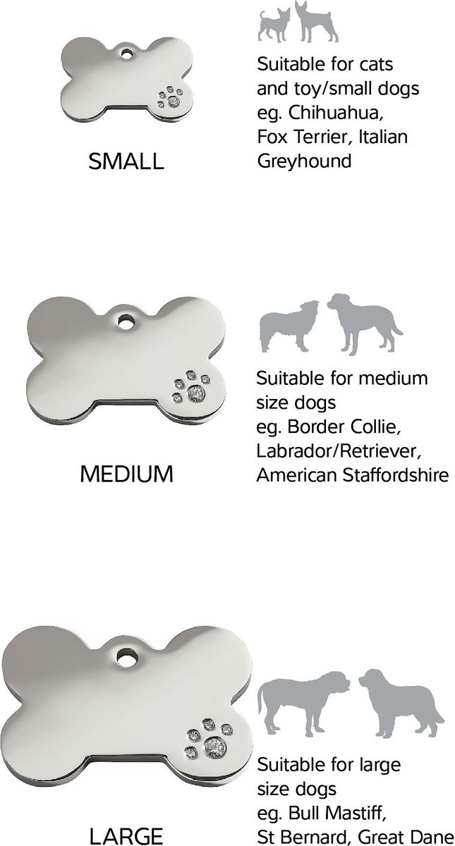 Red Dingo Bone Crystal Diamante Stainless Steel Personalized Dog ID Tag