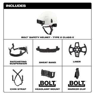 MW BOLT White Type 2 Class E Non-Vented Safety Helmet 48-73-1301