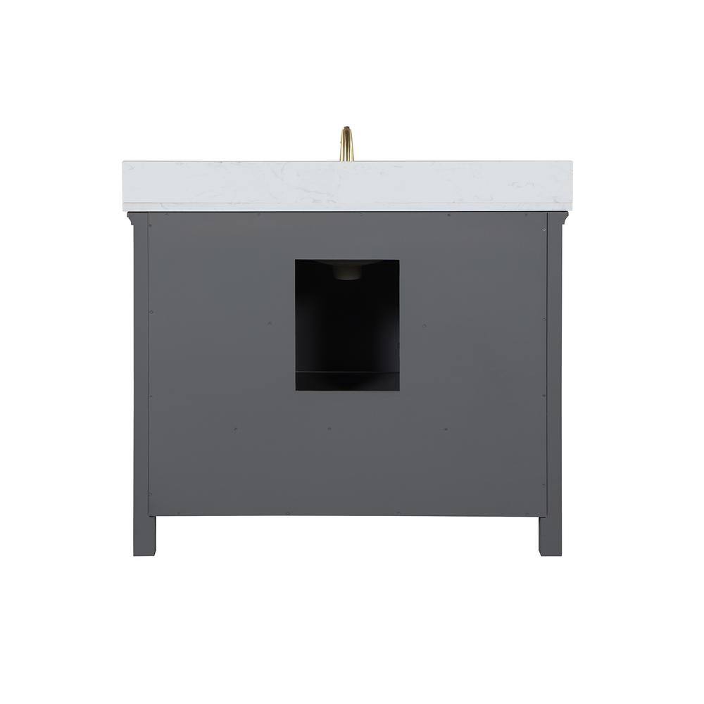 Altair Isla 42 in. W x 22 in. D x 34.5 in. H Single Sink Bath Vanity in Gray with Composite Stone top in White 538042-GR-AW-NM