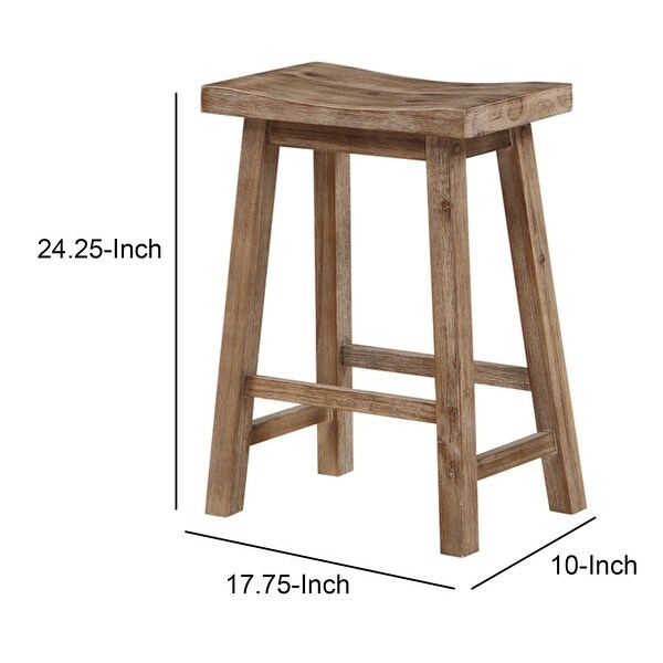 Wooden Frame Saddle Seat Counter Height Stool with Angled Legs - 24.25 H x 17.75 W x 10 L Inches