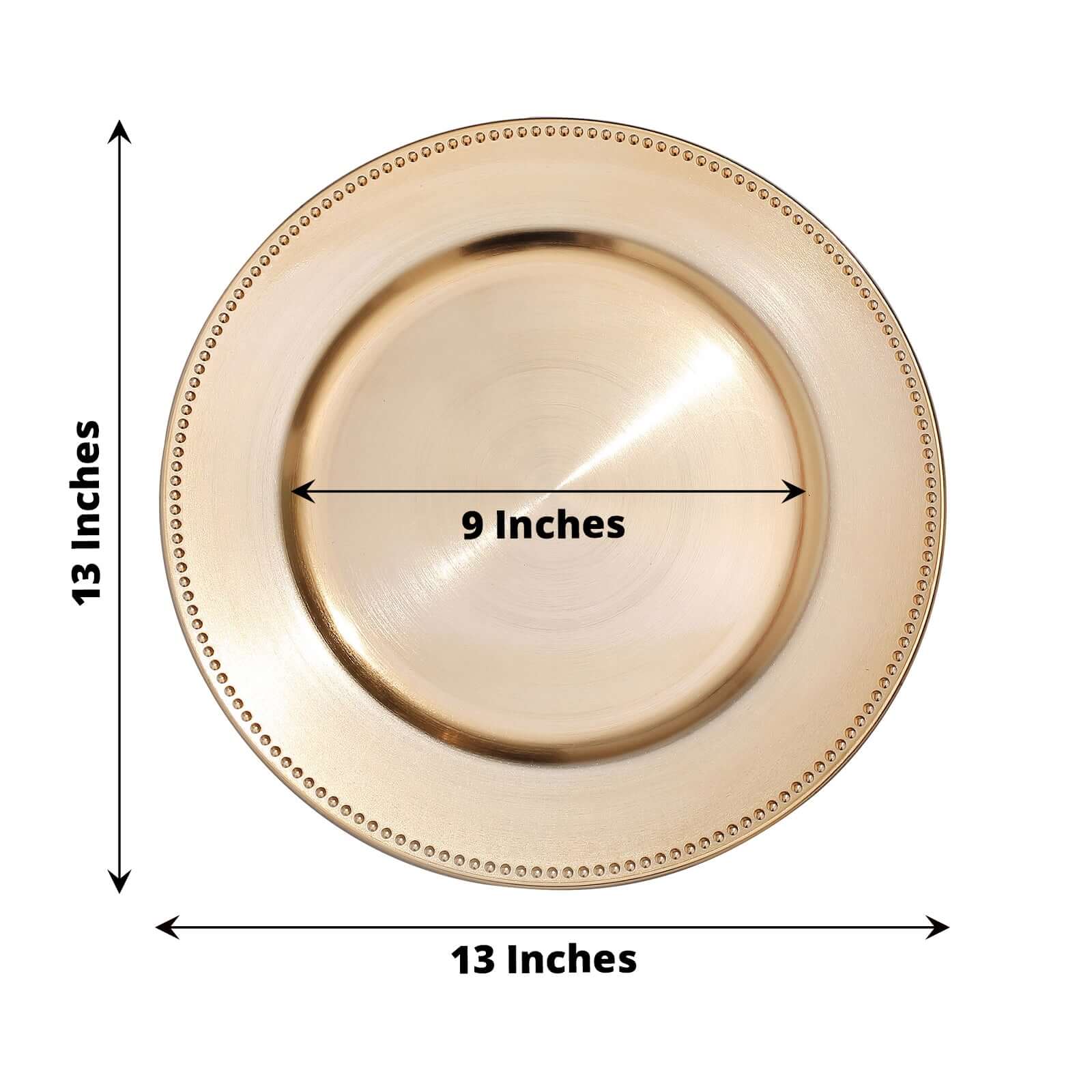 6 Pack Beaded Metallic Gold Acrylic Charger Plate, Plastic Round Dinner Charger Event Tabletop Decor 13