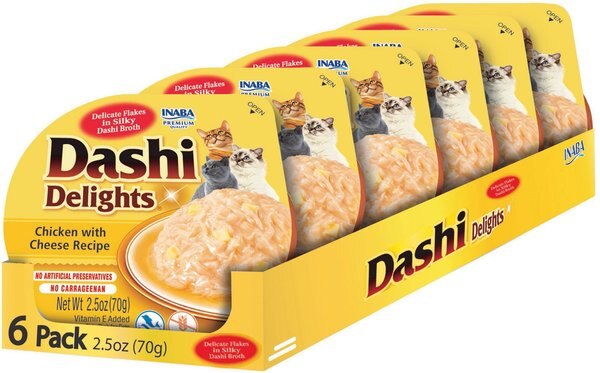 Inaba Dashi Delights Chicken with Cheese Flavored Bits in Broth Cat Food Topping