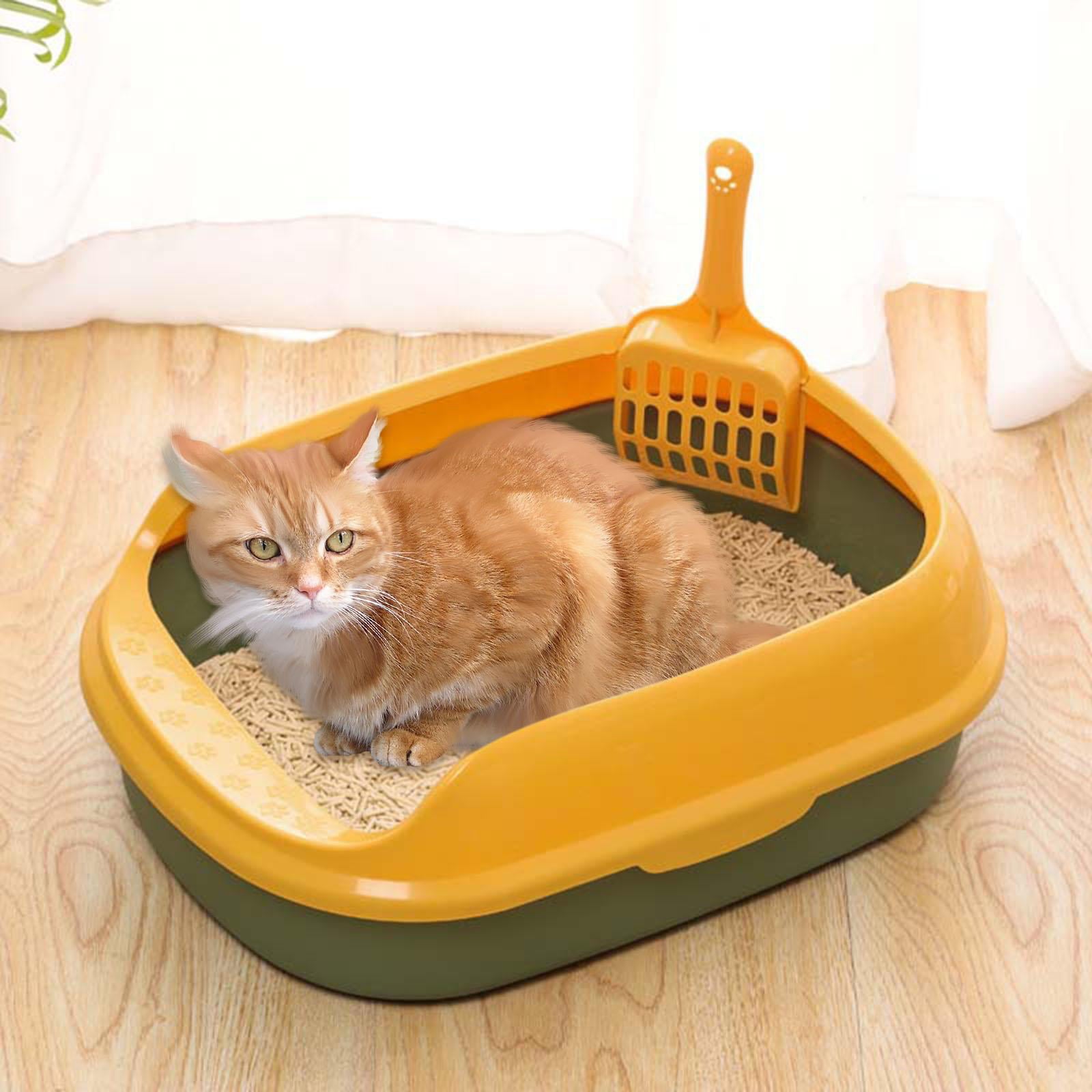 Cat Litter Box Pet Semi-Closed Pet Litter Tray to Clean  Pet Litter Tray for Kitty， Small Animals Toilet Sand Box Container Bedpan - Green