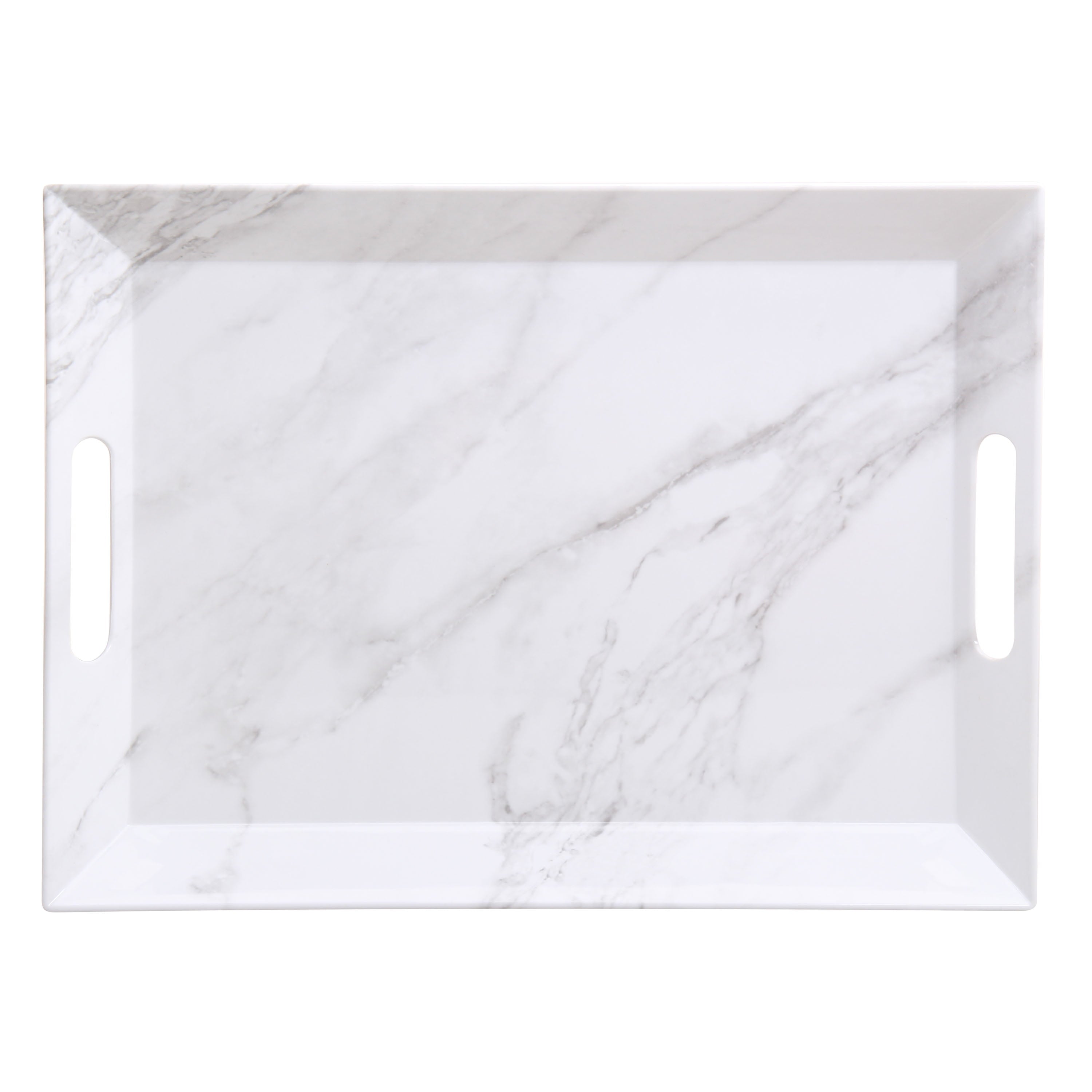 Better Homes & Gardens Melamine Rectangle Marble Print Handled Tray