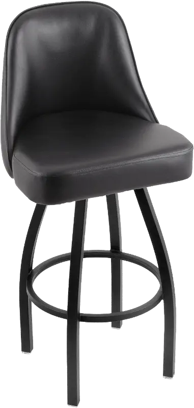 Grizzly Black Metal Upholstered Swivel Bar Stool