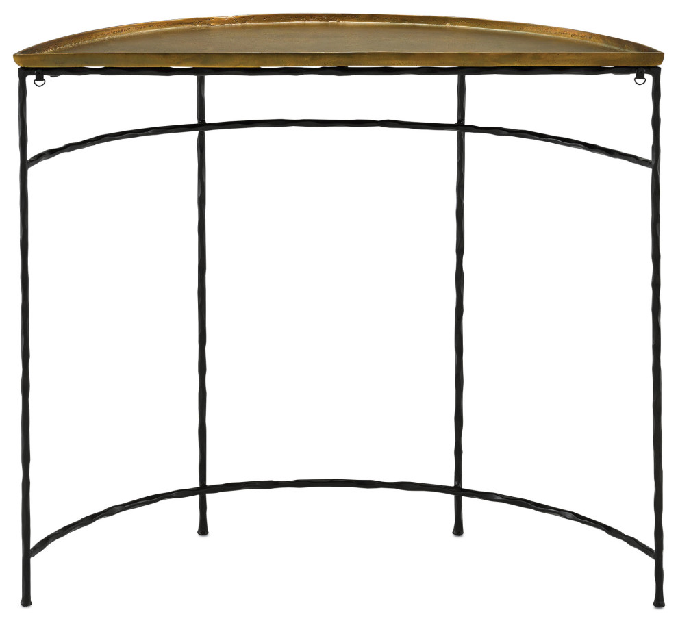 Boyles Brass Demi Lune   Industrial   Console Tables   by HedgeApple  Houzz