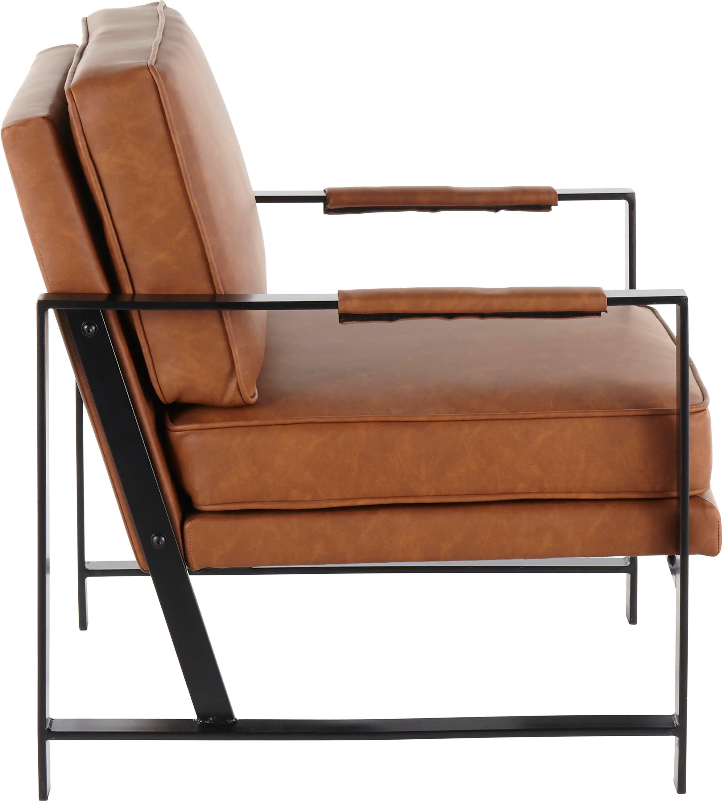 Contemporary Camel Brown Faux Leather Arm Chair - Franklin