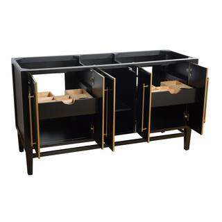 Avanity Mason 60 in. Bath Vanity Cabinet Only in Black with Gold Trim MASON-V60-BKG