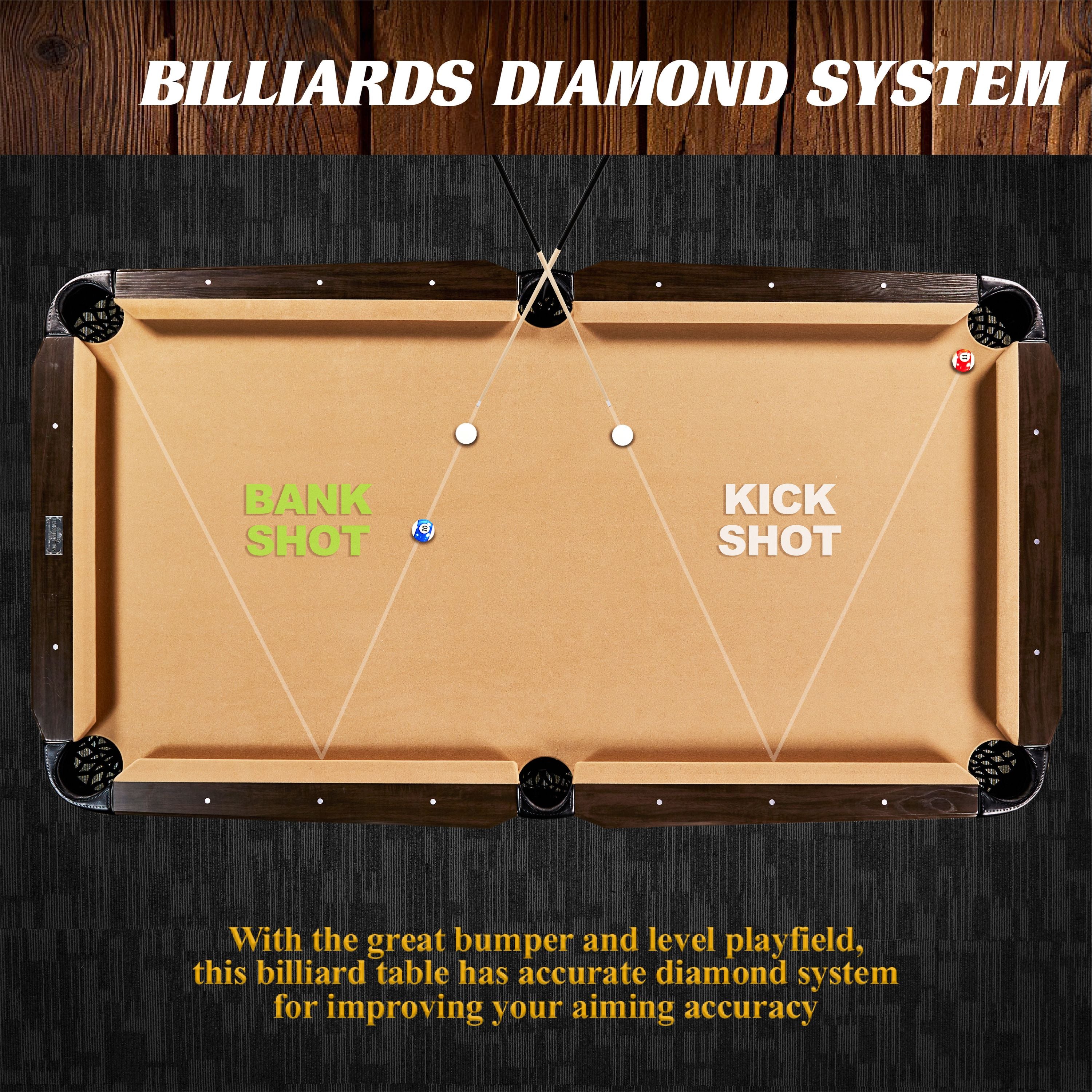 Barrington Billiards 90" Ball and Claw Leg Pool Table with Cue Rack, Dartboard Set, Tan