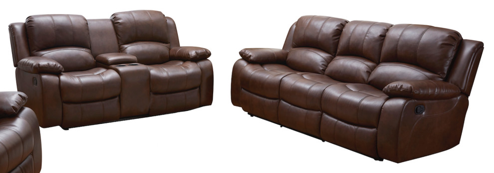 Betsy Furniture 2 Piece Bond Leather Reclining Living Room Set  Brown   Contemporary   Living Room Furniture Sets   by Vanity Art LLC  Houzz