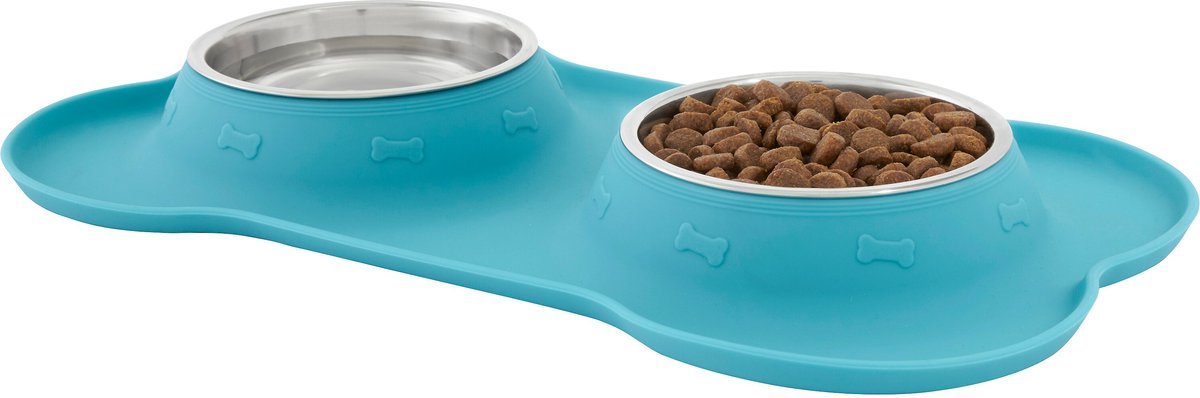 Frisco Silicone Stainless Steel Double Diner Dog and Cat Bowl