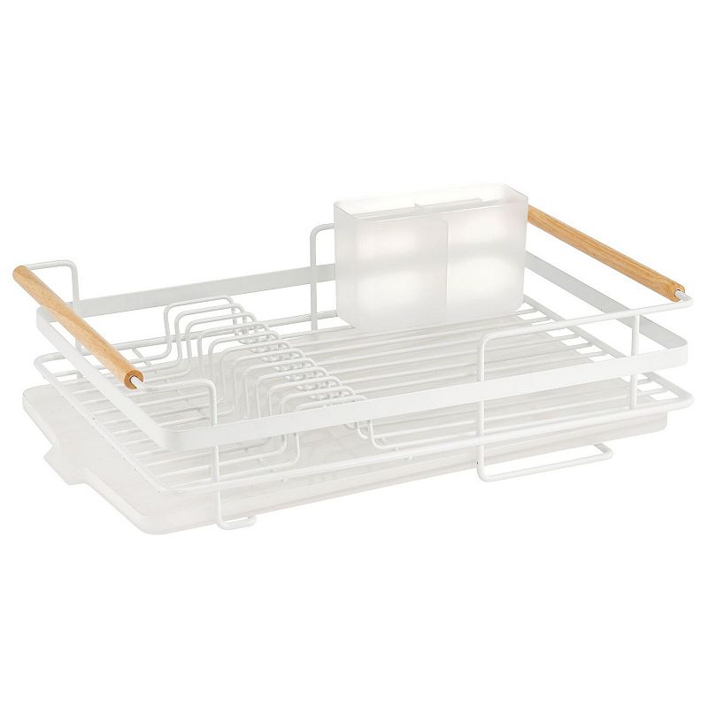 mDesign Metal Drainboard - Plastic Cutlery Tray/Wood Handles