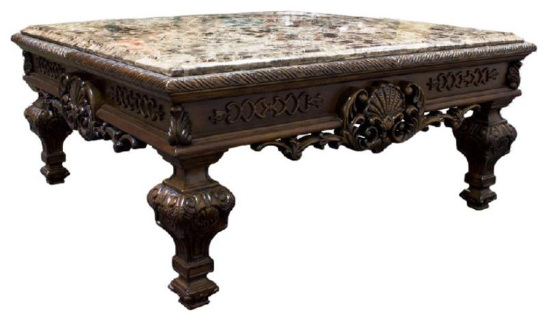 Best Master Traditional Solid Wood and Faux Marble Top Coffee Table in Cherry   Victorian   Coffee Tables   by Homesquare  Houzz