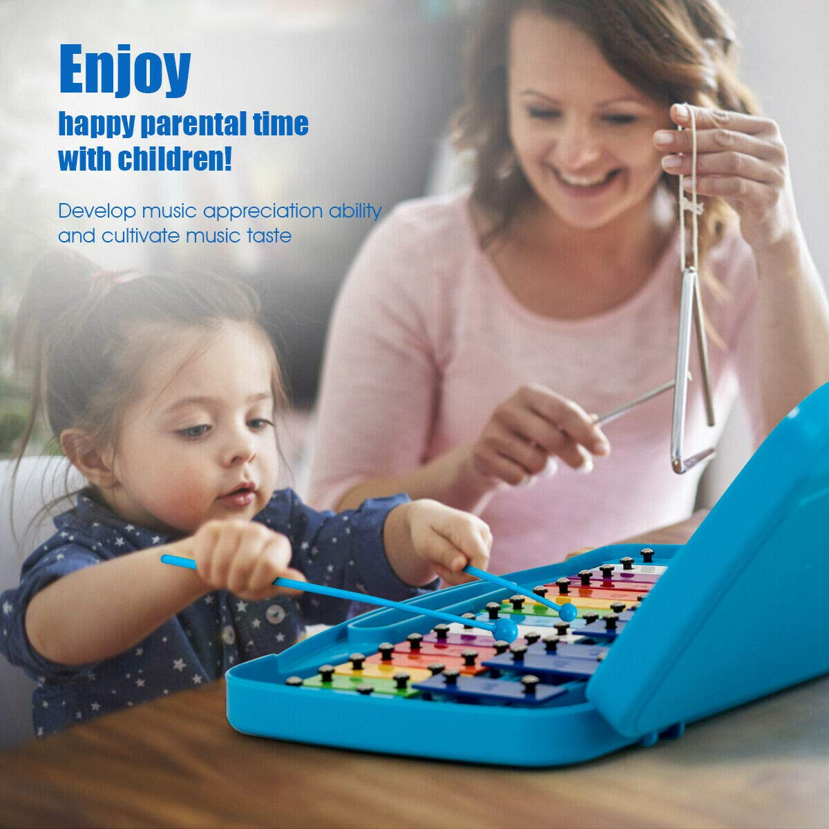 Costzon 25-Note Xylophone w/Case, 2 Child-Safe Mallets, Perfectly Tuned Instrument for Kids