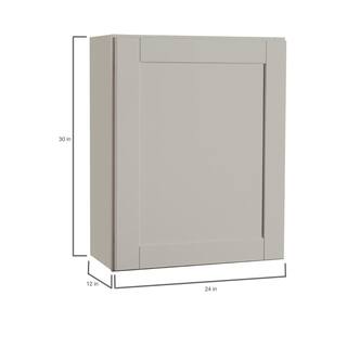 Hampton Bay Shaker 24 in. W x 12 in. D x 30 in. H Assembled Wall Kitchen Cabinet in Dove Gray KW2430-SDV