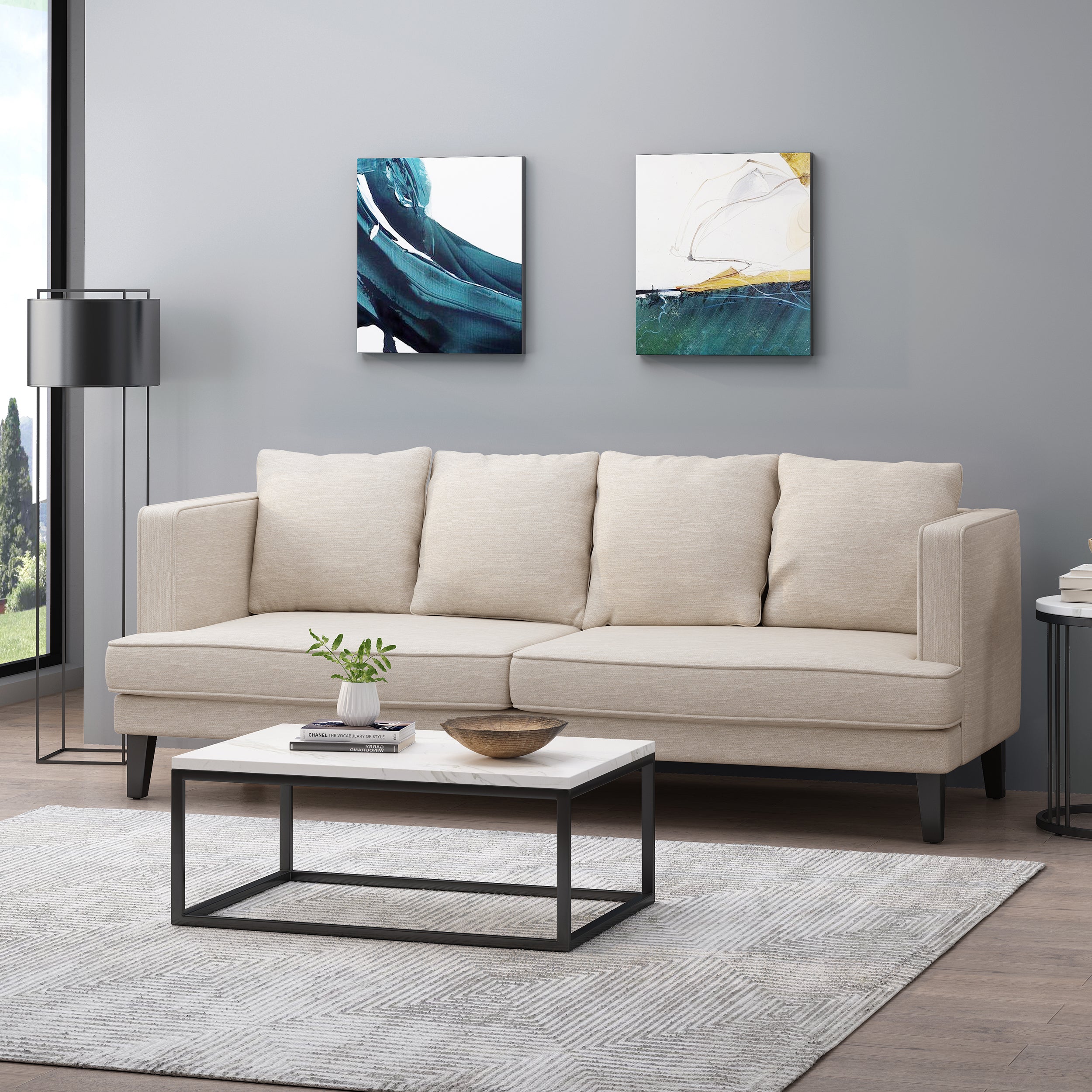 Nimsi Contemporary 3 Seater Fabric Sofa