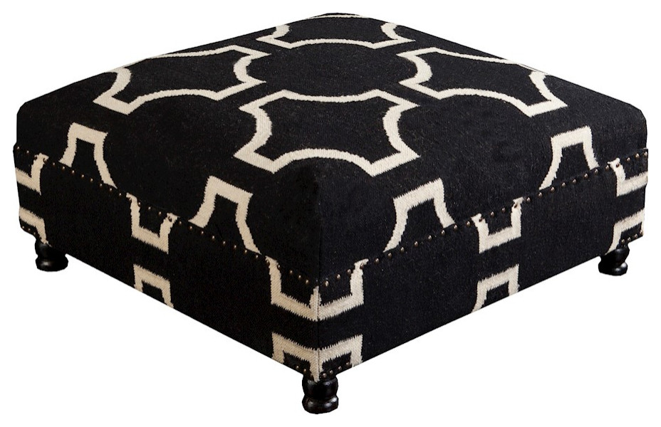 Surya Furniture Ottoman  Black  Beige   Traditional   Footstools And Ottomans   by Super Area Rugs  Houzz