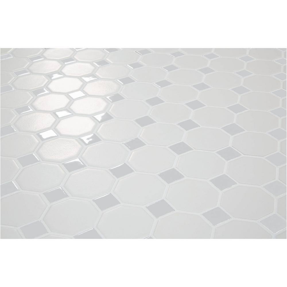 Daltile Octagon and Dot Matte White with Gray Dot 12 in. x 12 in. Glazed Ceramic Mosaic Tile (10 sq. ft.case) PR922OCT44HD1P2