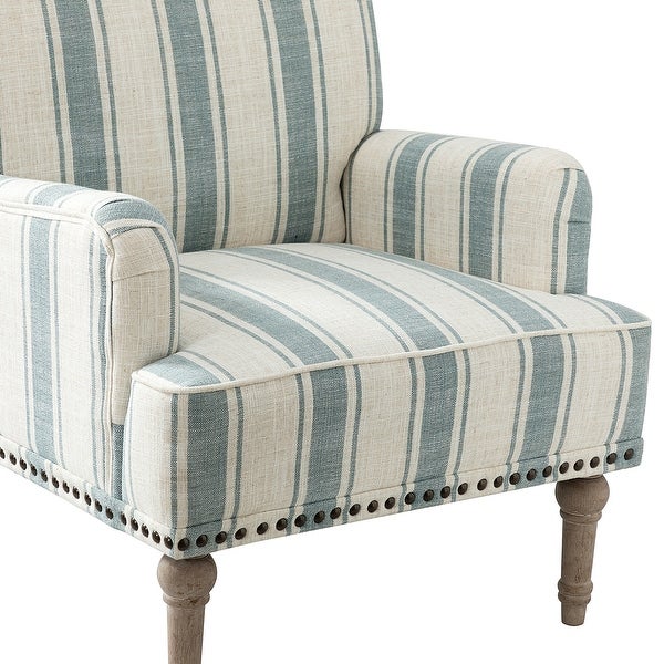 Geltrude Upholstered Farmhouse Nailheads Arm Chair with Spindle Legs by HULALA HOME