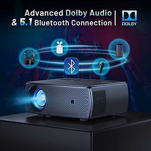 Mini Bluetooth Projector, CLOKOWE 9600L 1080P HD 5G WiFi Projector, Support 4K & Zoom, Portable Movie Projector with Dolby Audio