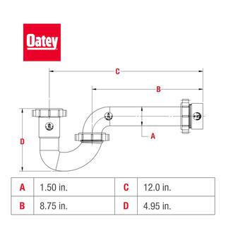 Oatey 1-12 in. White Plastic Sink Drain P- Trap HDC9704B