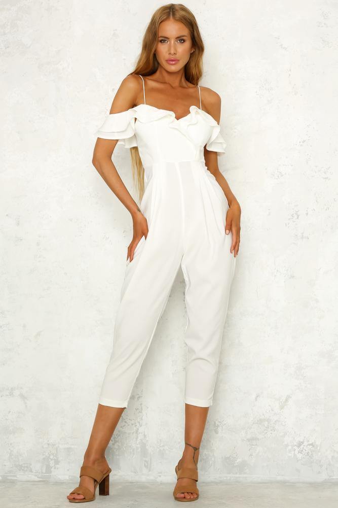 Long Distance Love Jumpsuit White