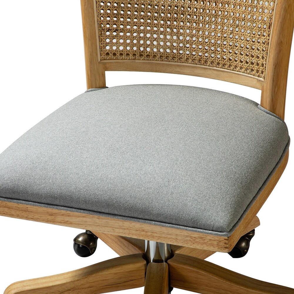 Calcutta Modern Rattan Back Task Chair with Solid Wood Legs by HULALA HOME