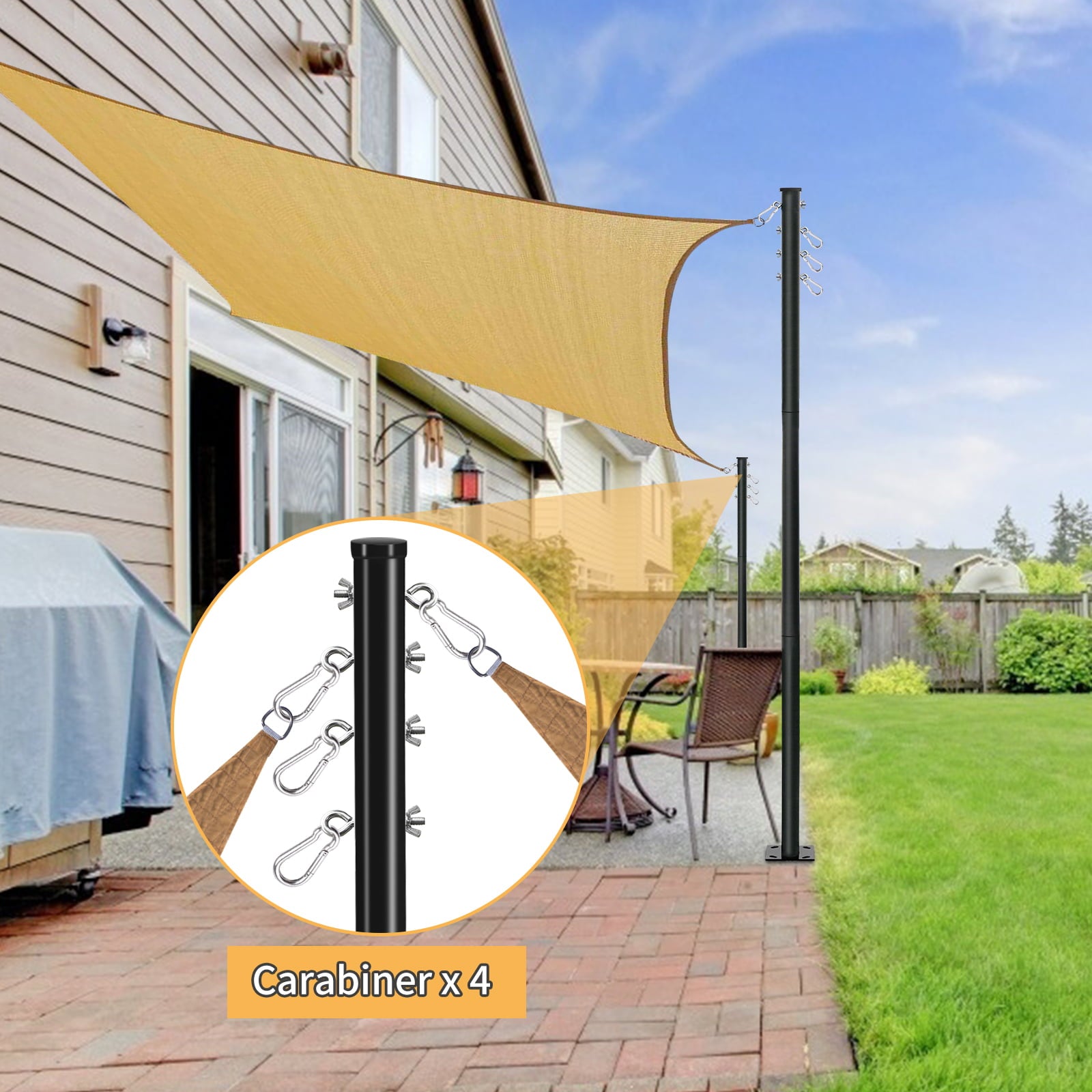 Docred 1 PACK Outdoor String Light Poles， 10FT Steel Powder Coated Sun Shade Post for Hanging String Lights， Garden， Backyard， Patio Lighting Stand for Parties， Wedding